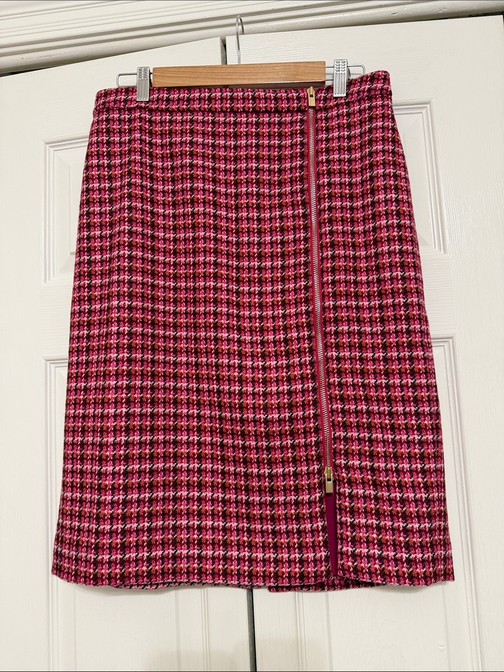 Talbots Pink Houndstooth Pencil Skirt with Zipper